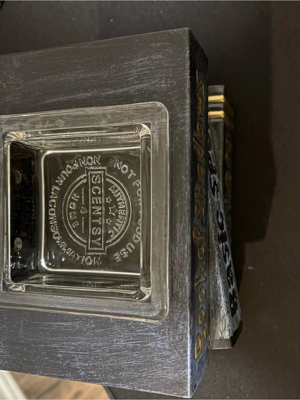 Scentsy wax warmer Stacked Spell Book Decorative - Black, blue and Gold